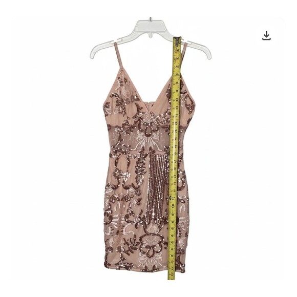 PrettyLittleThing Dress Womens 0 Pink Sequin Bodycon Mini Cocktail Party Event - Picture 5 of 9